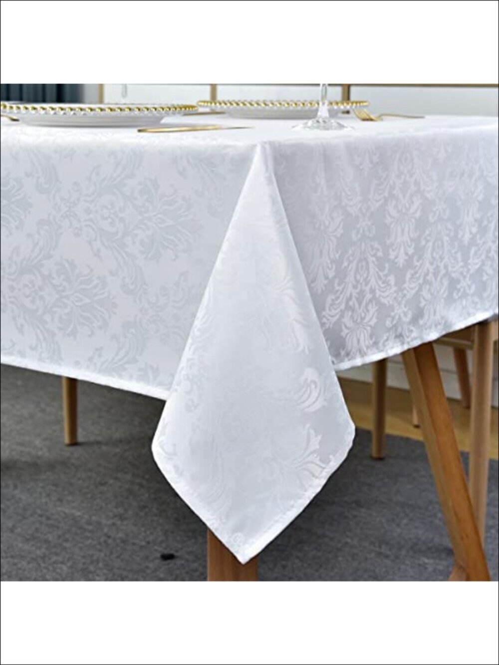 Jacquard Tablecloth 60x120 Inch Damask Rectangle Waterproof Dining Table Cover
